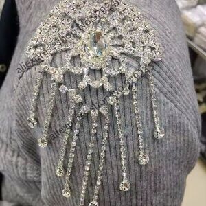 2 Pieces Sew On Tassel Crystal Rhinestones Appliqués